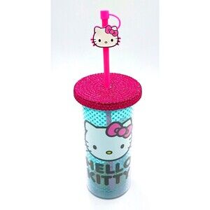 Sanrio HELLO KITTY Polka Dots Carnival Cup w/ Lid + UPGRADED Straw/Topper 20 oz